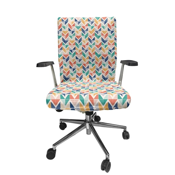 Ambesonne Abstract Office Chair Cover Stretchable High Back, Geometric Braid Motif Dots, Multicolor