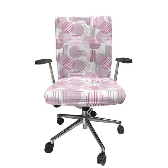 Ambesonne Abstract Office Chair Cover Stretchable High Back, Retro Modern Pastel Shapes, Dark Magenta Mauve Grey