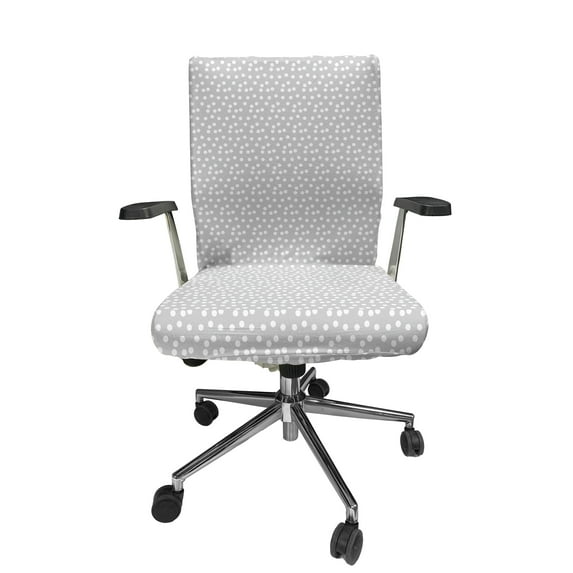 Ambesonne Abstract Office Chair Cover Stretchable High Back, Vintage Classic Polka Dots, Pale Grey and White