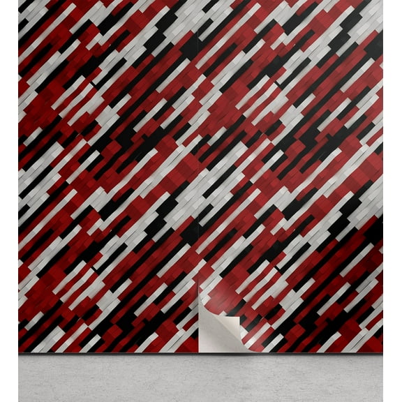 Ambesonne Abstract Peel & Stick Wallpaper for Home, Art Geometric Diagonal, 13"x72", Pale Grey Raspberry