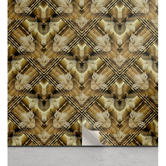 Ambesonne Abstract Peel & Stick Wallpaper for Home, Floral Pattern Trippy Art, 13"x72", Charcoal Grey Pale Camel