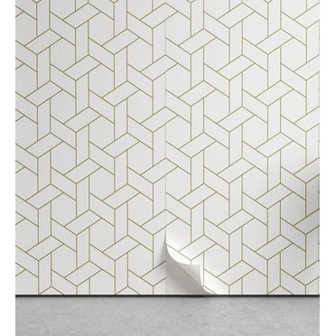 Ambesonne Abstract Peel & Stick Wallpaper for Home, Geometric Modern Trellis, 13"x36", Sand Brown White