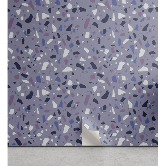 Ambesonne Abstract Peel & Stick Wallpaper for Home, Mineral Like Shapes Stones, 13"x36", Ceil Blue Quartz and Mauve
