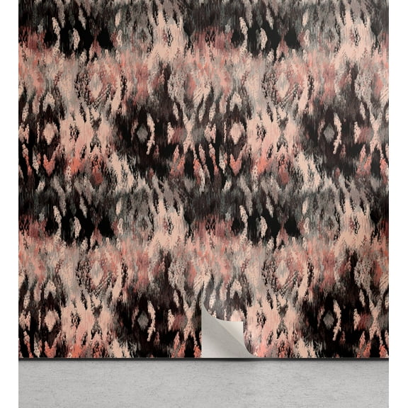Ambesonne Abstract Peel & Stick Wallpaper for Home, Surreal Art Grunge Pattern, 13"x36", Blush Charcoal Grey