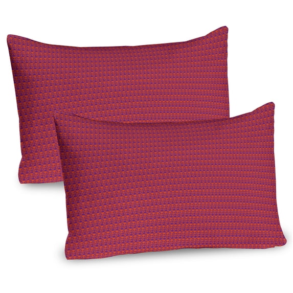 Ambesonne Abstract Pillow Sham 2 Pack, 60's Style Triangles Art, 26"x20", Vermilion and Purple