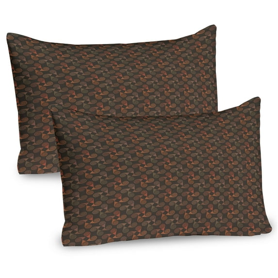 Ambesonne Abstract Pillow Sham 2 Pack, Autumnal Spiral Motifs, 26"x20", Cocoa