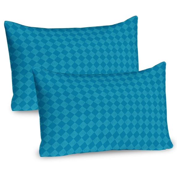 Ambesonne Abstract Pillow Sham 2 Pack, Diamond Lines and Stripes, 36"x20", Sea Blue
