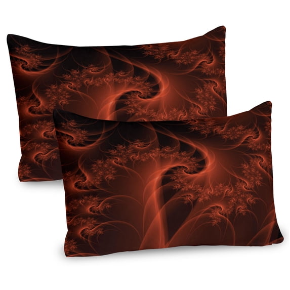 Ambesonne Abstract Pillow Sham 2 Pack, Digital Swirls Floral, 30"x20", Orange