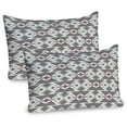 thumbnail image 1 of Ambesonne Abstract Pillow Sham 2 Pack, Geometric Aztec Ethnic, 36"x20", Grey Pearl Pale Pink, 1 of 3