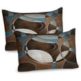thumbnail image 1 of Ambesonne Abstract Pillow Sham 2 Pack, Grunge Vintage Rounds, 36"x20", Umber Slate Blue, 1 of 3