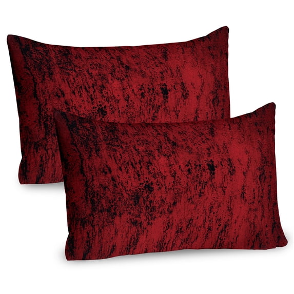 Ambesonne Abstract Pillow Sham 2 Pack, Grungy Abstract Design, 26"x20", Black Red