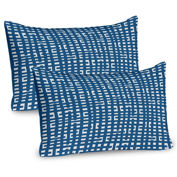 Ambesonne Abstract Pillow Sham 2 Pack, Hand Drawn Sketchy Lines, 30"x20", Dark Sky Blue and Ivory