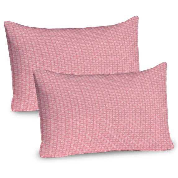Ambesonne Abstract Pillow Sham 2 Pack, Leaves in Blossom Shapes, 30"x20", Pastel Pink Pale Pink