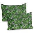 thumbnail image 1 of Ambesonne Abstract Pillow Sham 2 Pack, Modern Coconut Palm, 36"x20", Black White Hunter Green, 1 of 3