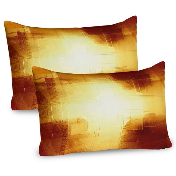 Ambesonne Abstract Pillow Sham 2 Pack, Modern Grid Design, 26"x20", Dark Orange and Yellow