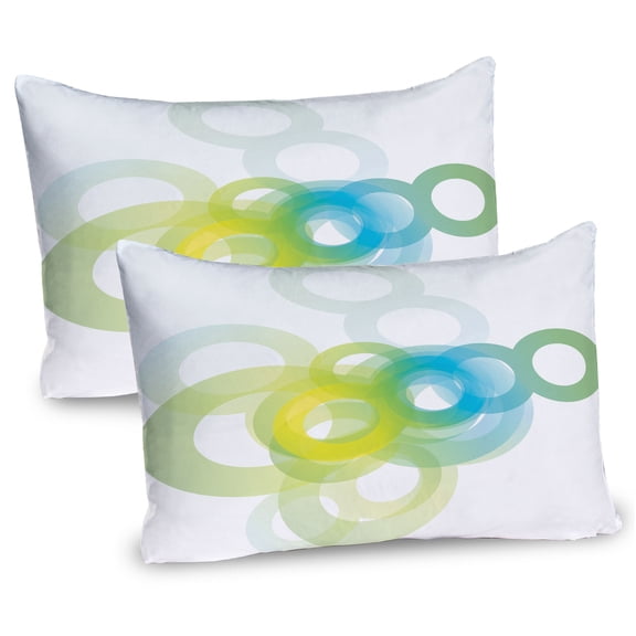 Ambesonne Abstract Pillow Sham 2 Pack, Modern Ombre Circle, 26"x20", Blue White and Yellow