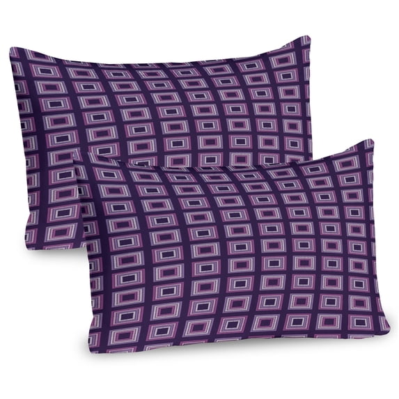 Ambesonne Abstract Pillow Sham 2 Pack, Nested Ornamental Squares, 36"x20", Quartz Mauve