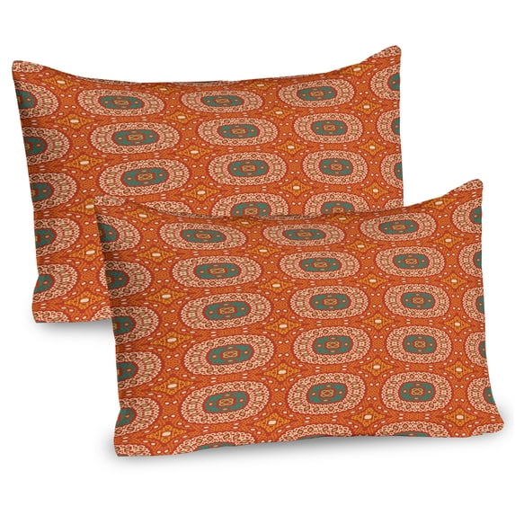 Ambesonne Abstract Pillow Sham 2 Pack, Pattern in Earth Tones, 30"x20", Burnt Orange Multicolor