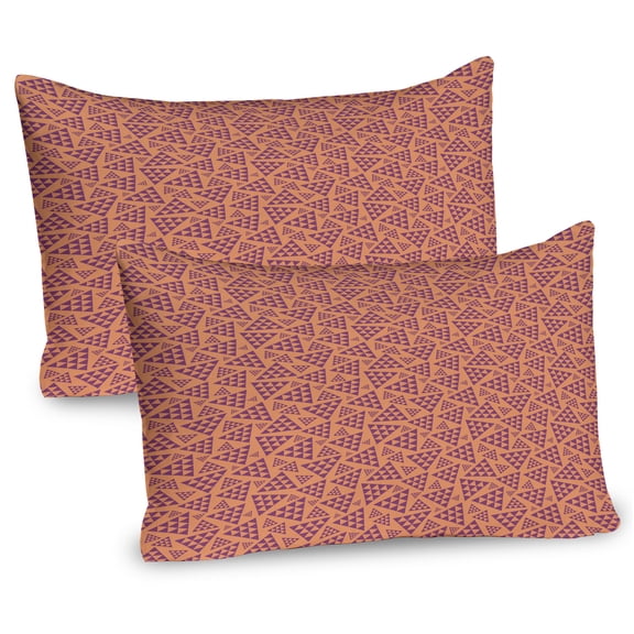 Ambesonne Abstract Pillow Sham 2 Pack, Random Triangular Forms, 36"x20", Purple Dark Peach