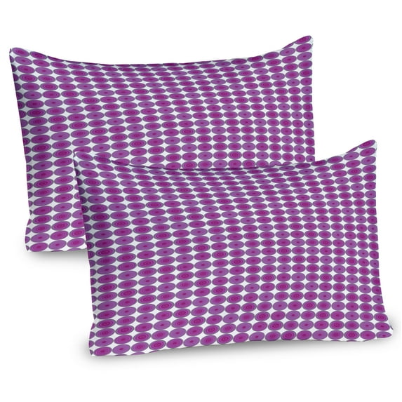Ambesonne Abstract Pillow Sham 2 Pack, Repetitive Purple Rounds, 30"x20", Purple White
