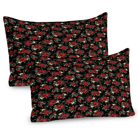 Ambesonne Abstract Pillow Sham 2 Pack, Shabby Garden Farm Design, 36"x20", Olive Green Black Red