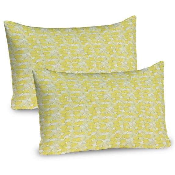 Ambesonne Abstract Pillow Sham 2 Pack, Soft Tone Pastel Leaves, 26"x20", Yellow and Pale Yellow