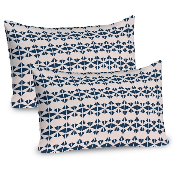 Ambesonne Abstract Pillow Sham 2 Pack, Triangles Arrangement Art, 30"x20", Pale Eggshell Night Blue
