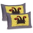 thumbnail image 1 of Ambesonne Abstract Pillow Sham 2 Pack, Trippy Creature Eyes, 30"x20", Warm Taupe Yellow, 1 of 3