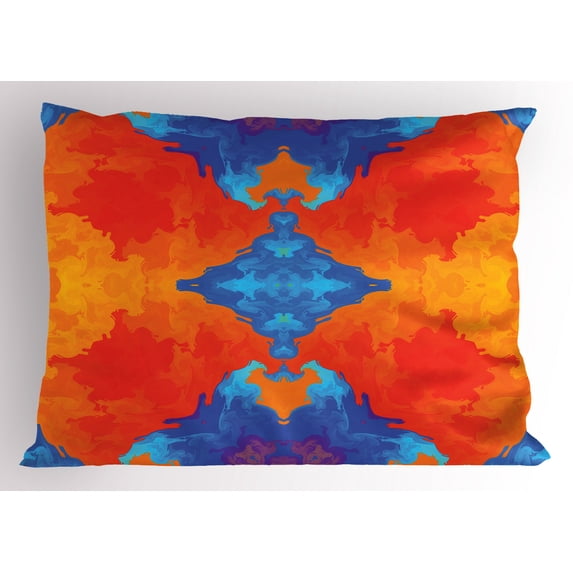 Ambesonne Abstract Pillow Sham, Contemporary Blue Orange, 26" X 20", Multicolor