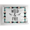 thumbnail image 1 of Ambesonne Abstract Pillow Sham, Geometric Boho Frame, 26" X 20", Coconut Black Turquoise, 1 of 2