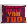 thumbnail image 1 of Ambesonne Abstract Pillow Sham, Monday Hates You Too Words, 36" X 20", Orange and Purple, 1 of 2