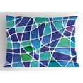 thumbnail image 1 of Ambesonne Abstract Pillow Sham, Mosaic Trippy Vivid, 26" X 20", Jade Green Royal Blue, 1 of 2