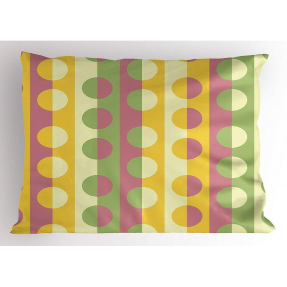 Ambesonne Abstract Pillow Sham, Retro Geometric Stripe, 36" X 20", Multicolor