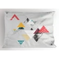thumbnail image 1 of Ambesonne Abstract Pillow Sham, Triangle Geometric, 36" X 20", Mustard Pale Grey Teal, 1 of 2