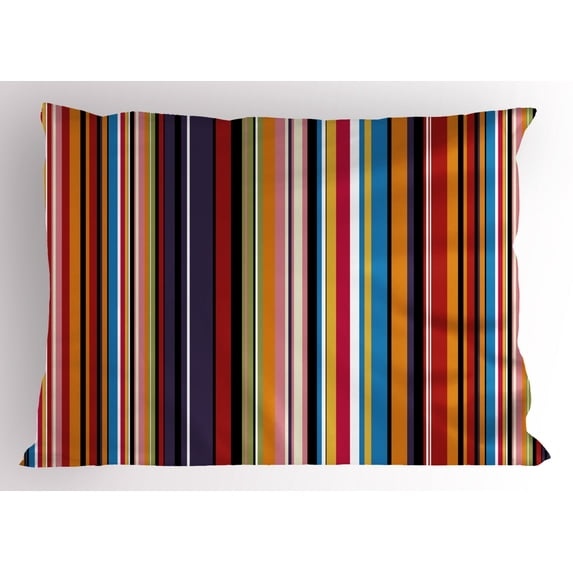 Ambesonne Abstract Pillow Sham, Vibrant Colors Striped, 26" X 20", Multicolor