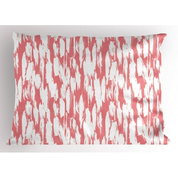 Ambesonne Abstract Pillow Sham, Watercolor Paint Smear, 26" X 20", Coral White