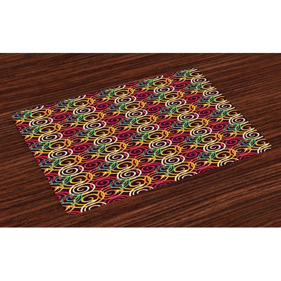Ambesonne Abstract Place Mats Set of 4, Curved Spiral Arrows, Standard Size, Multicolor