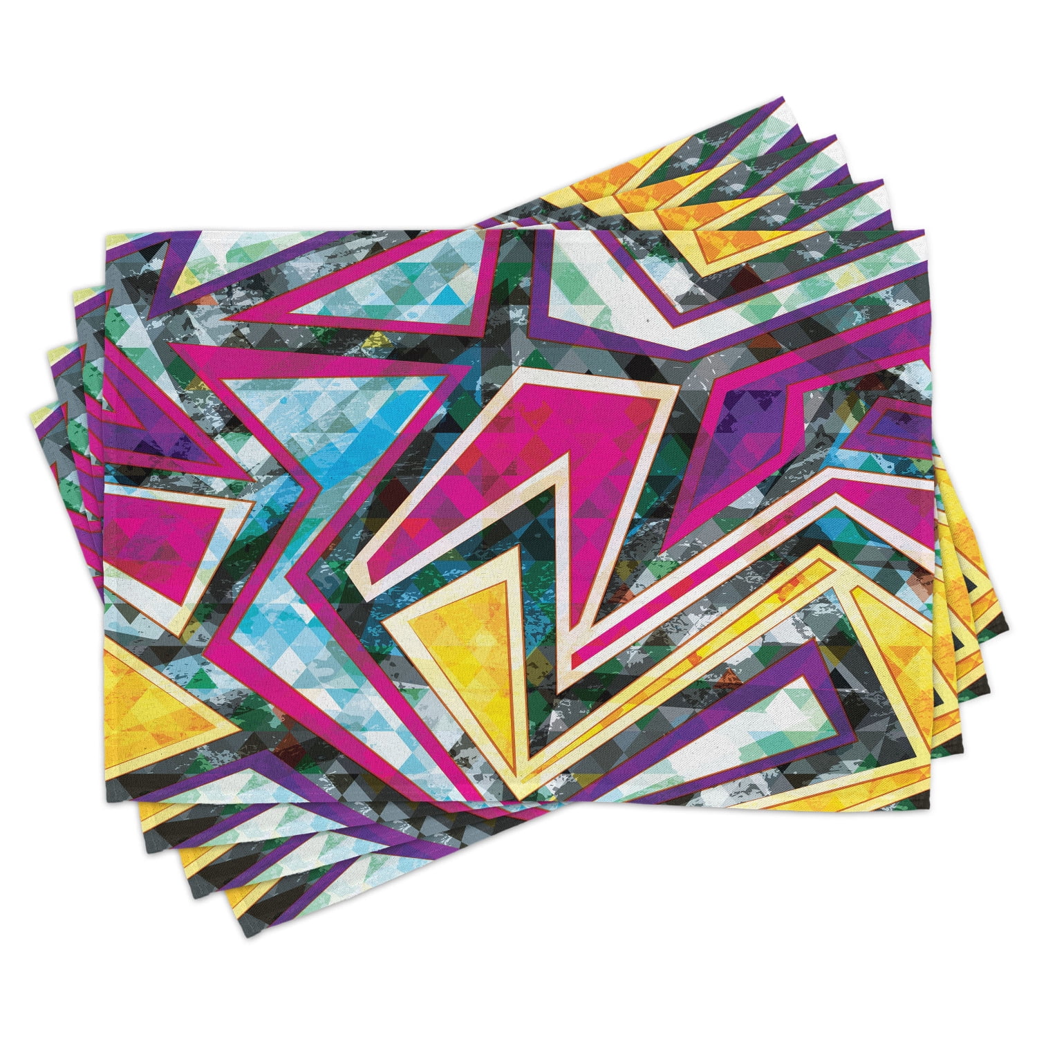 Ambesonne Abstract Place Mats Set of 4, Geometric Diamond, Standard ...