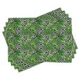 thumbnail image 1 of Ambesonne Abstract Place Mats Set of 4, Modern Coconut Palm, Standard Size, Black White Hunter Green, 1 of 6