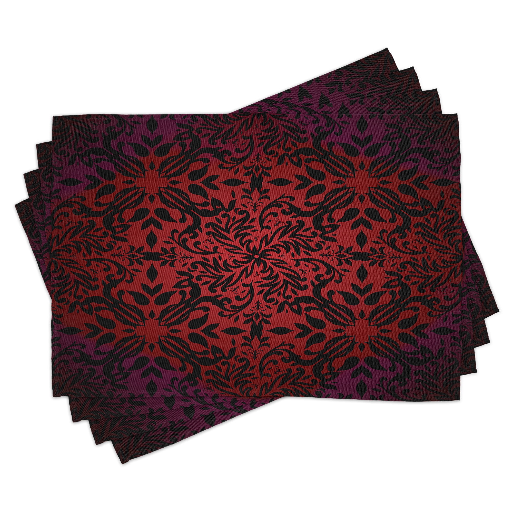 Ambesonne Abstract Place Mats Set of 4, Orient Flowers Leaves Art ...