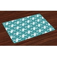 thumbnail image 1 of Ambesonne Abstract Place Mats Set of 4, Retro Maze Trippy, Standard Size, Turquoise Teal White, 1 of 4