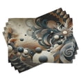 thumbnail image 1 of Ambesonne Abstract Place Mats Set of 4, Surreal Swirling Posh Art, Standard Size, Dark Slate Blue and Tan, 1 of 5