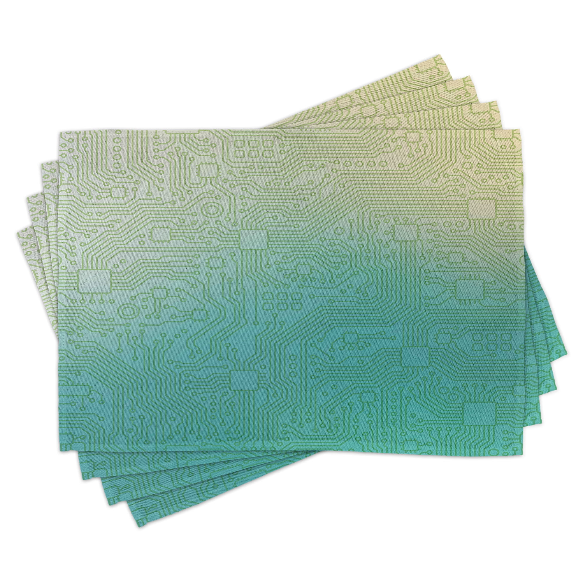 Ambesonne Abstract Place Mats Set of 4, Tech Vector Pattern, Standard ...