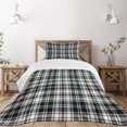 thumbnail image 1 of Ambesonne Abstract Quilted Bedspread Set 2 Pcs, British Tartan Pattern, Twin Size, White Black, 1 of 5