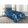 thumbnail image 1 of Ambesonne Abstract Quilted Bedspread Set 2 Pcs, Digital Geometric Cubes, Twin Size, Blue, 1 of 6