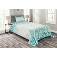 thumbnail image 1 of Ambesonne Abstract Quilted Bedspread Set 2 Pcs, Floral Classic Design, Twin Size, Teal Turquoise White, 1 of 3