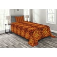 thumbnail image 1 of Ambesonne Abstract Quilted Bedspread Set 2 Pcs, Floral Surreal Curves, Twin Size, Yellow Orange Black, 1 of 3