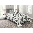 thumbnail image 1 of Ambesonne Abstract Quilted Bedspread Set 2 Pcs, Leaves on Vines Nature, Twin Size, White and Grey, 1 of 3