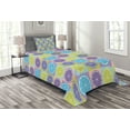 thumbnail image 1 of Ambesonne Abstract Quilted Bedspread Set 2 Pcs, Lemon Pattern Citrus, Twin Size, Pale Green and Violet, 1 of 5