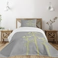 thumbnail image 1 of Ambesonne Abstract Quilted Bedspread Set 2 Pcs, Nature Beauty Flower Twigs, Twin Size, Grey Yellow, 1 of 5
